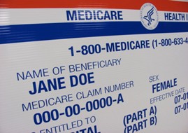 Medicare health card with the patient name and claim information.