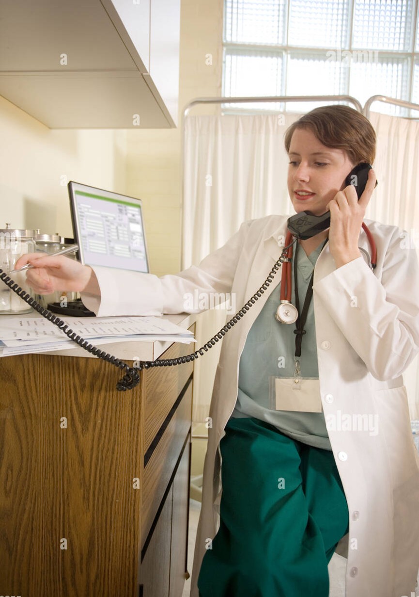 A doctor talking on the phone AI-generated content may be incorrect.